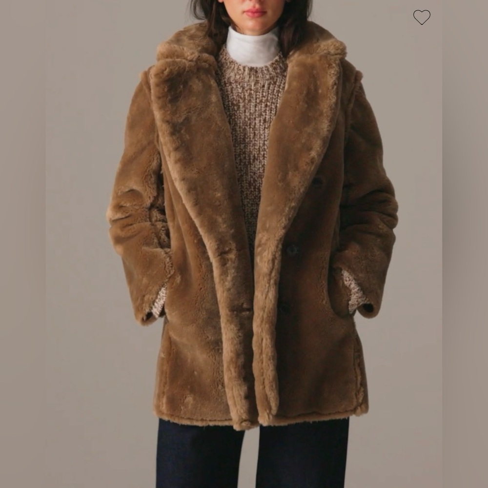 J. CREW - never worn -Faux-fur Peacoat Sz XS